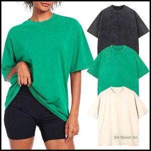 Oversized Vintage Acid Wash Cotton Tee Boyfriend Fit Retro Street Style